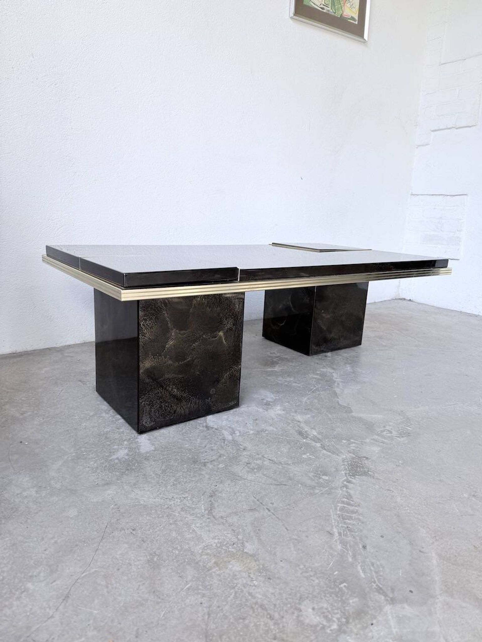 "Rizzo" lacquered and brass coffee-bar table from the 1970s.