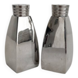 Vintage chrome metal salt and pepper shakers