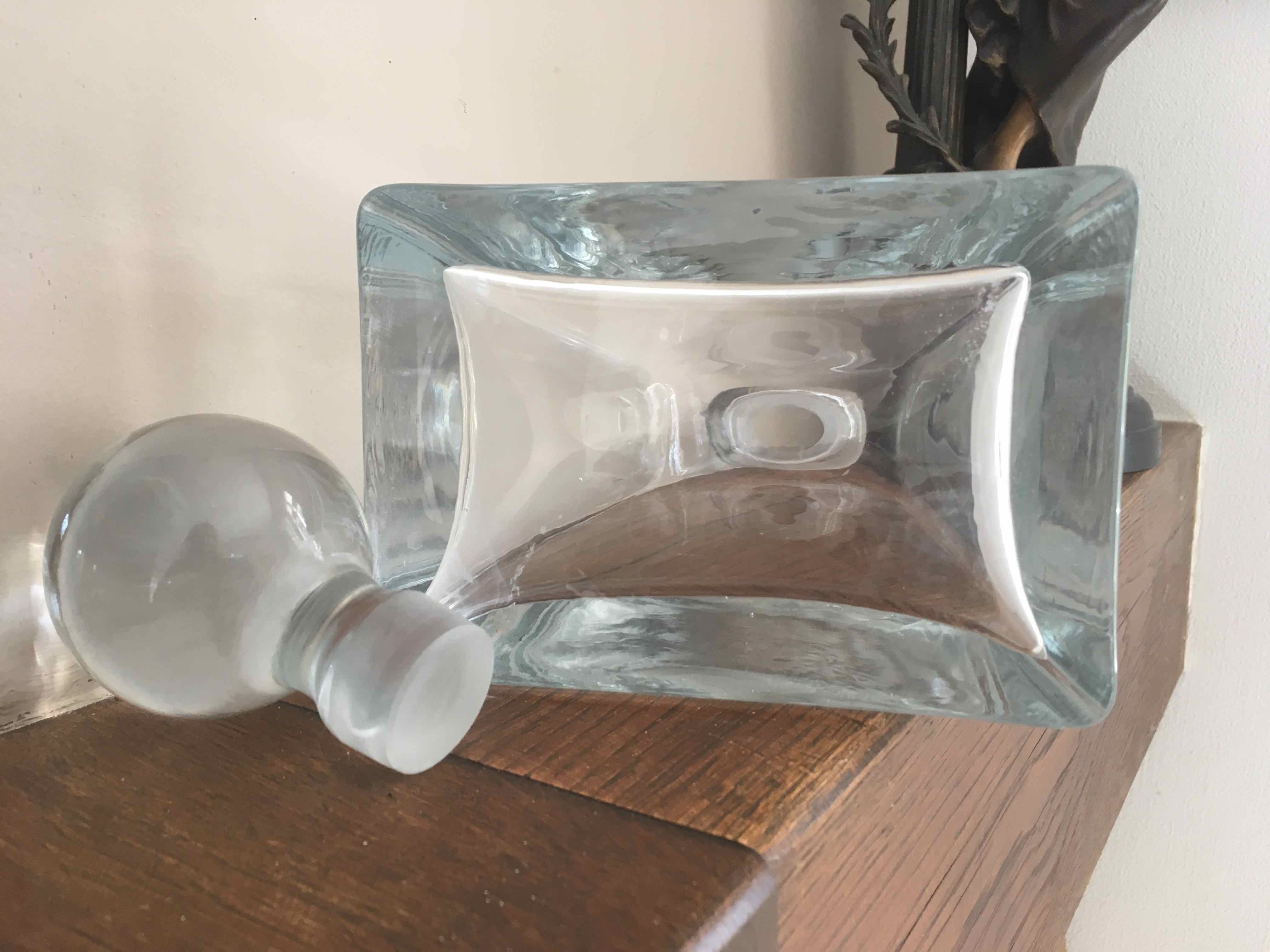 Thick glass carafe bottle 80s