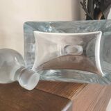 Flacon carafe en verre épais années 80