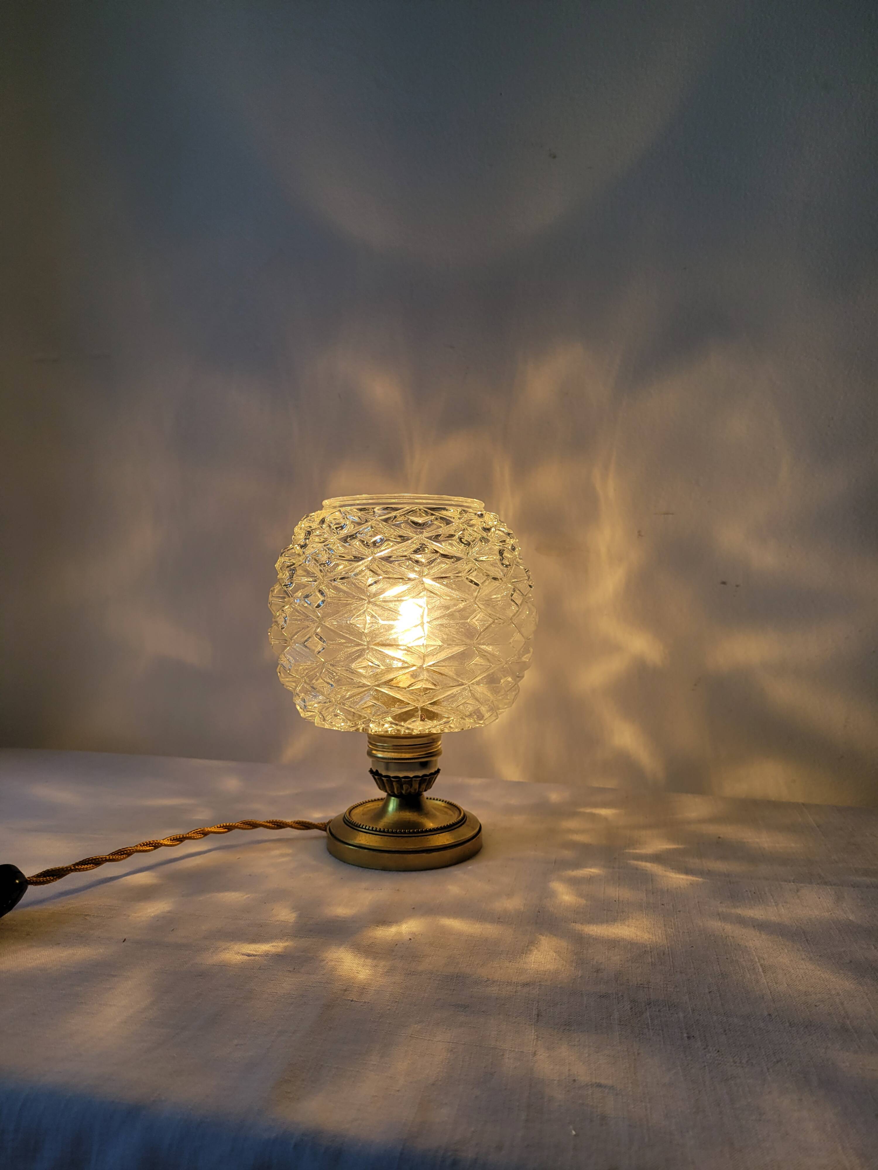 Brass and glass lamp