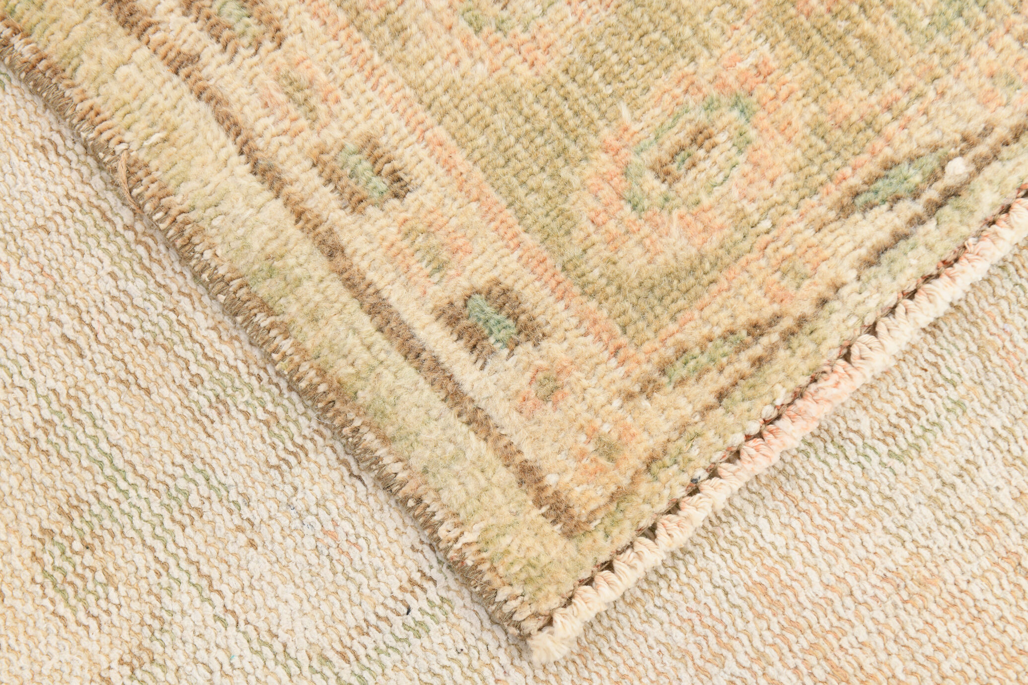 6x8 Handmade Beige Tones Wool Vintage Rug 260x194Cm