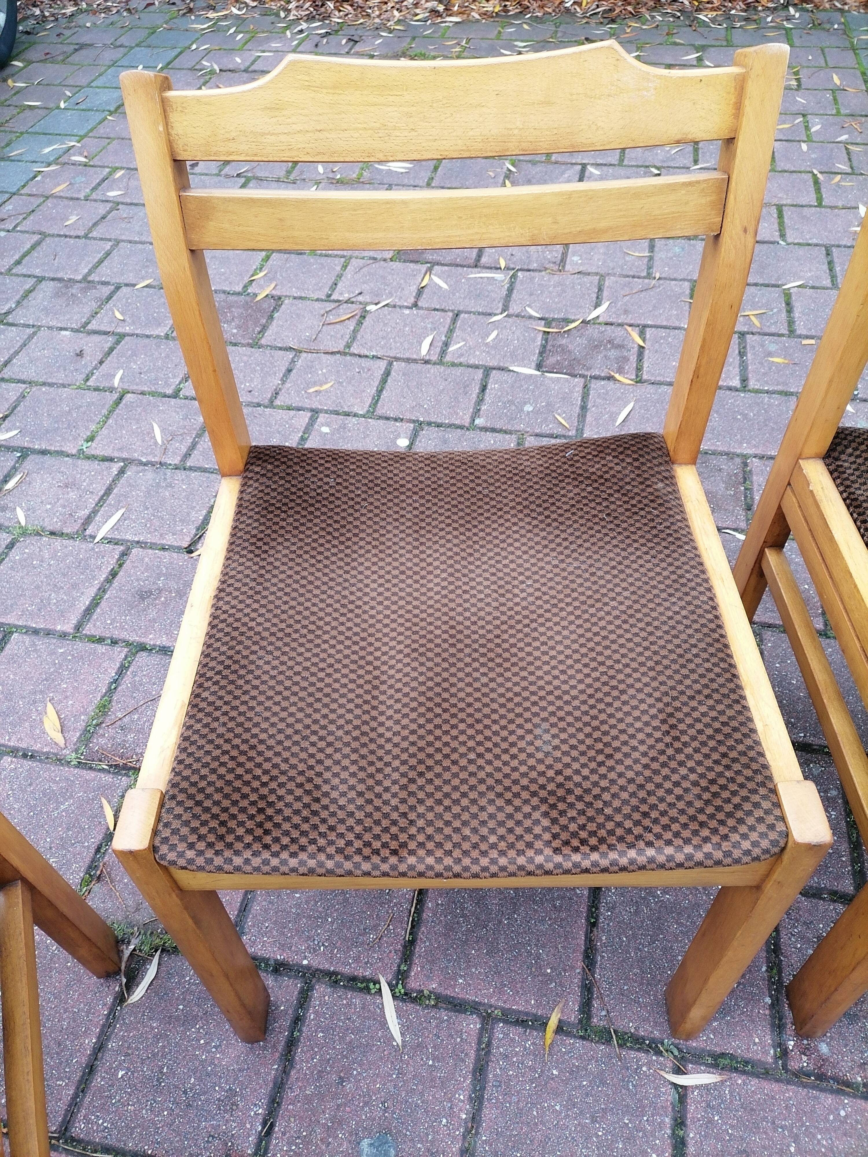 4 old Scandinavian chairs vintage teak 1960