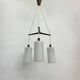 Mid-century design pendant lamp teak and opaline glass , 1970s