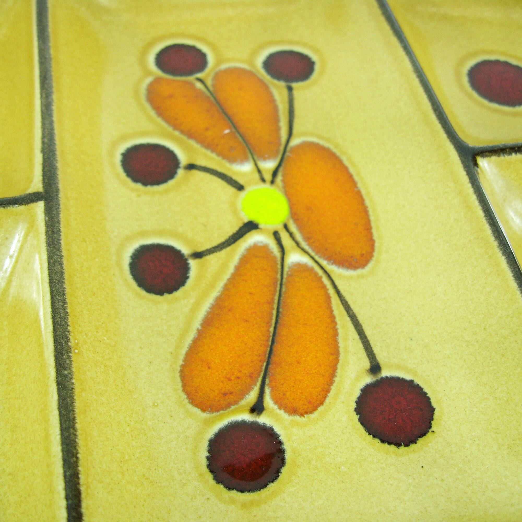 Ceramic compartmentalized dish - St-Clément France - vintage 70s