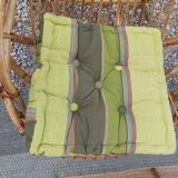 4 armchairs and a coffee table made of rattan and bamboo wood, vintage.