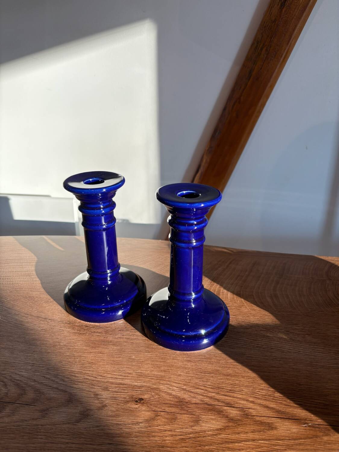 Bougeoirs bleu en porcelaine Luciano