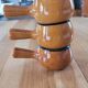 3 glazed earthenware pans