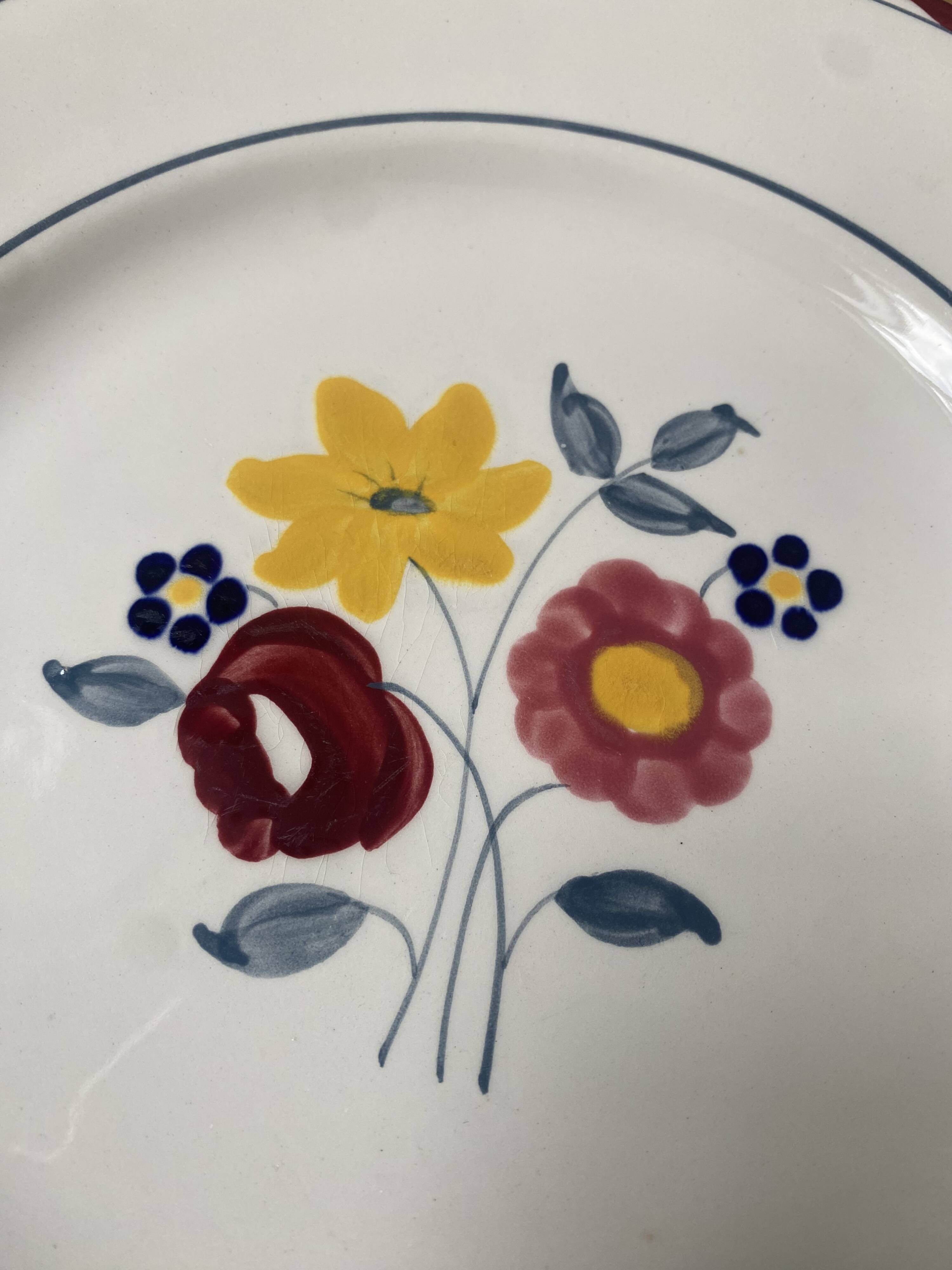 Hand-painted flat plate, Divonne model, Salins France