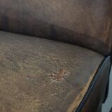 Great set of 8 stylish vintage sheepskin dining chairs with character