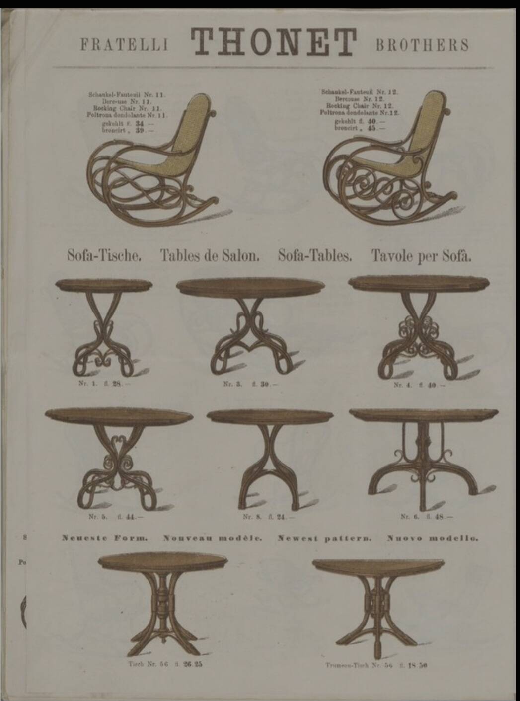 Thonet No. 1 curved wooden side table from the 19th century.