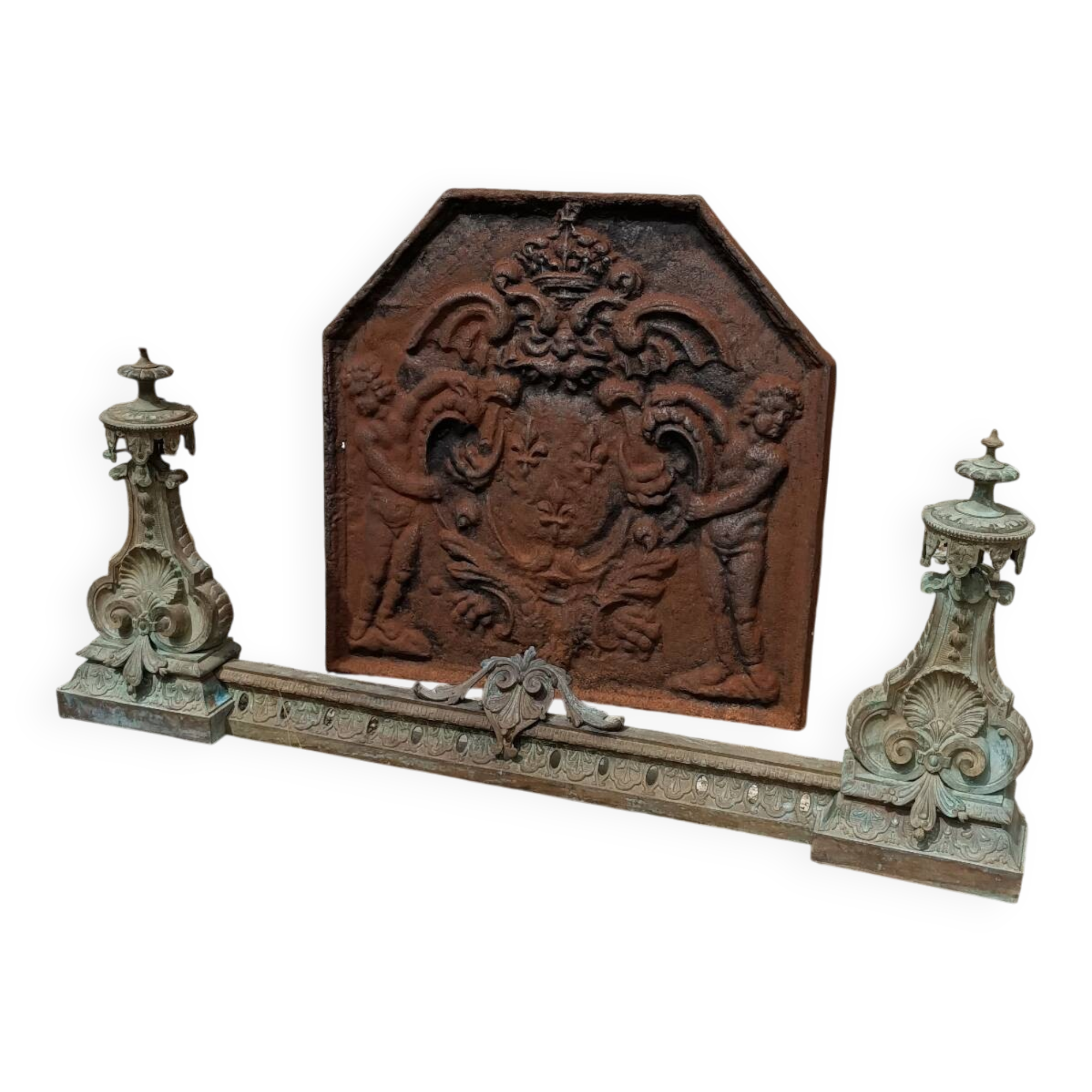 Large Front Fireplace Bronze 49cm 11kg - Marked DB 539 - Bar 113cm