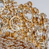 Chandelier in gilded brass and crystal glass inlaid by Palwa, Germany, 1970s.