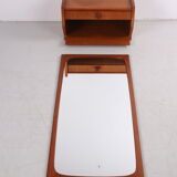 Teak wooden Corridor set mirror with floating chest of drawers 1960s
