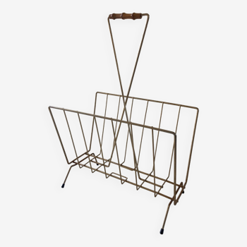 Vintage gold metal magazine rack