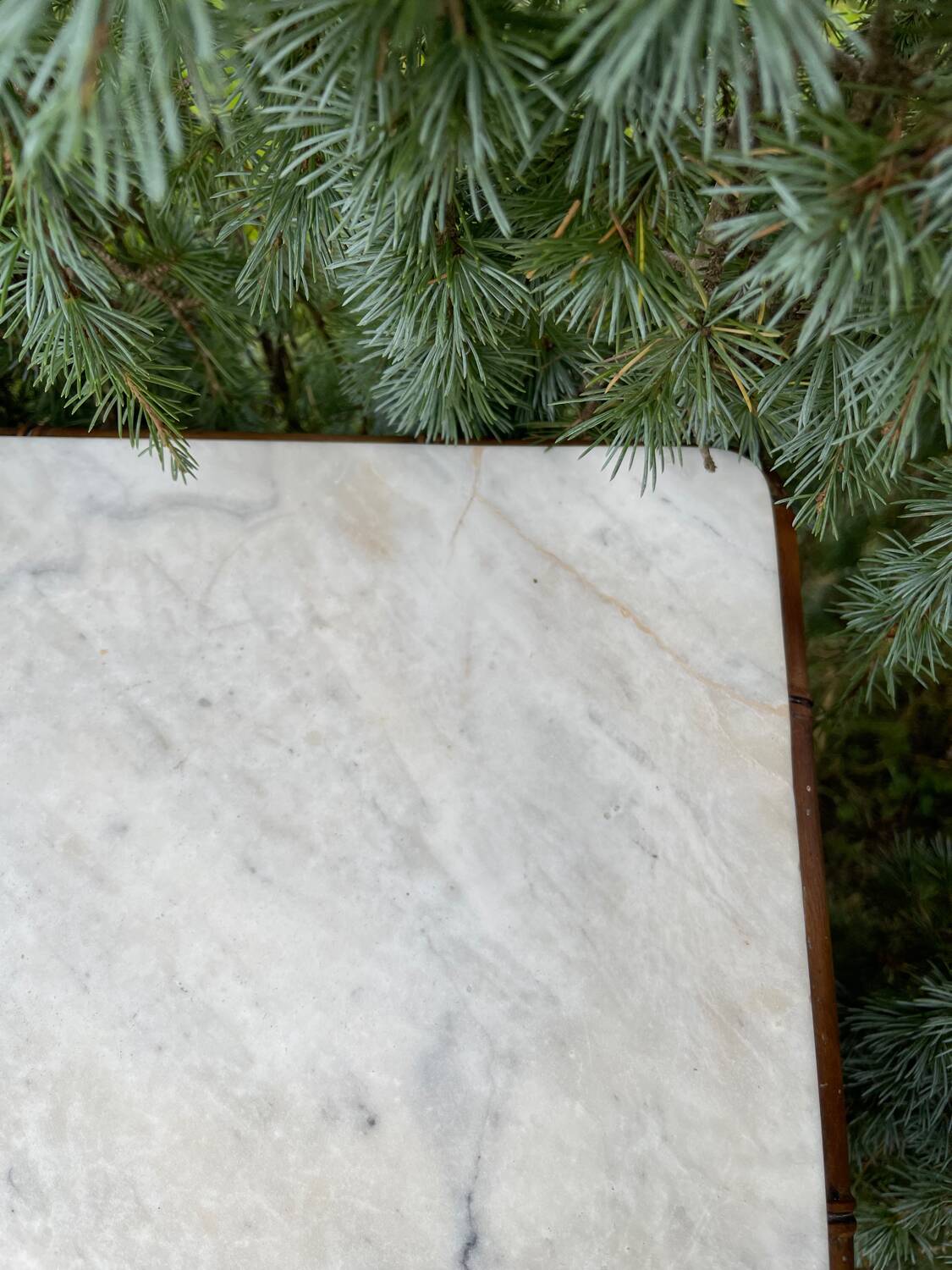 Bamboo and marble bedside table