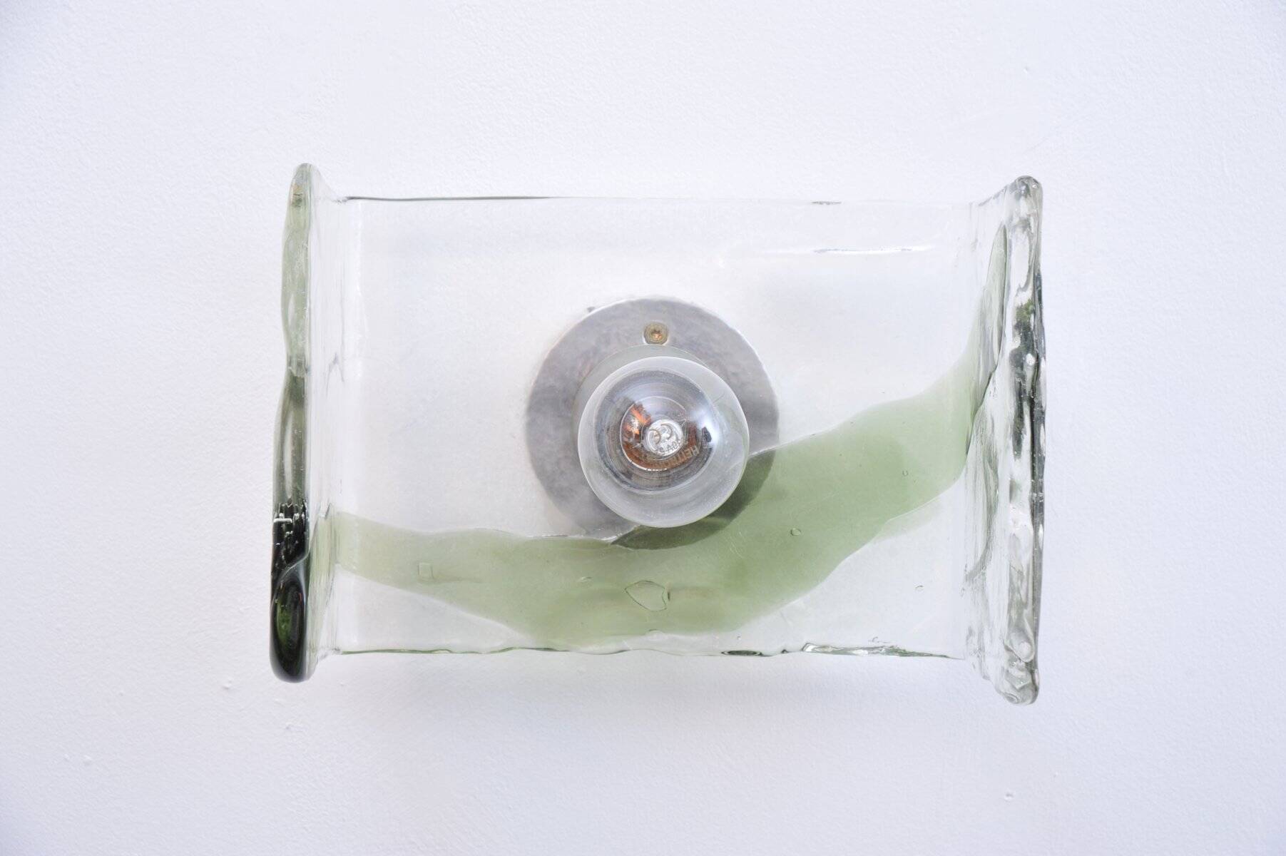 Wall lamp with green glass stripes by JL Kalmar, 1950s
