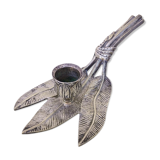 Silver bronze hand candle holder XIXth