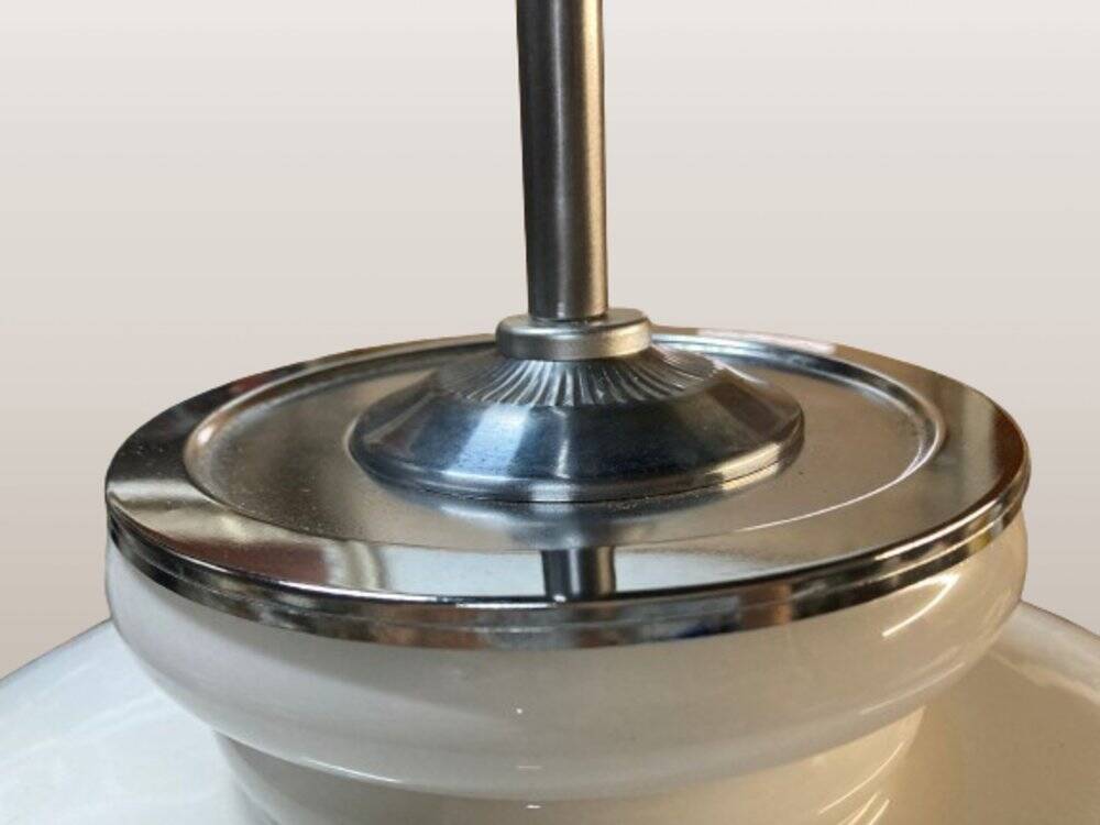 Opaline glass pendant lamp for recycled kitchen counter, vintage glass lampshade, 1960