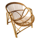 Fauteuil corbeille en rotin Vintage en très bon état