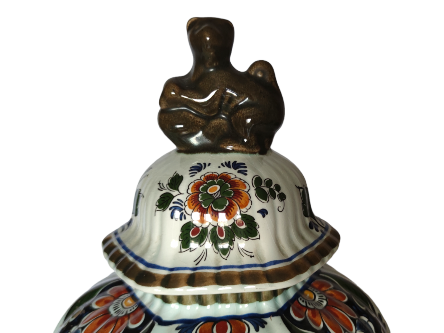 Vintage Delft Porcelain White Floral Vase