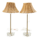 Boréns Boras Table Lamp Glass with Straw Shade Sweden 1960