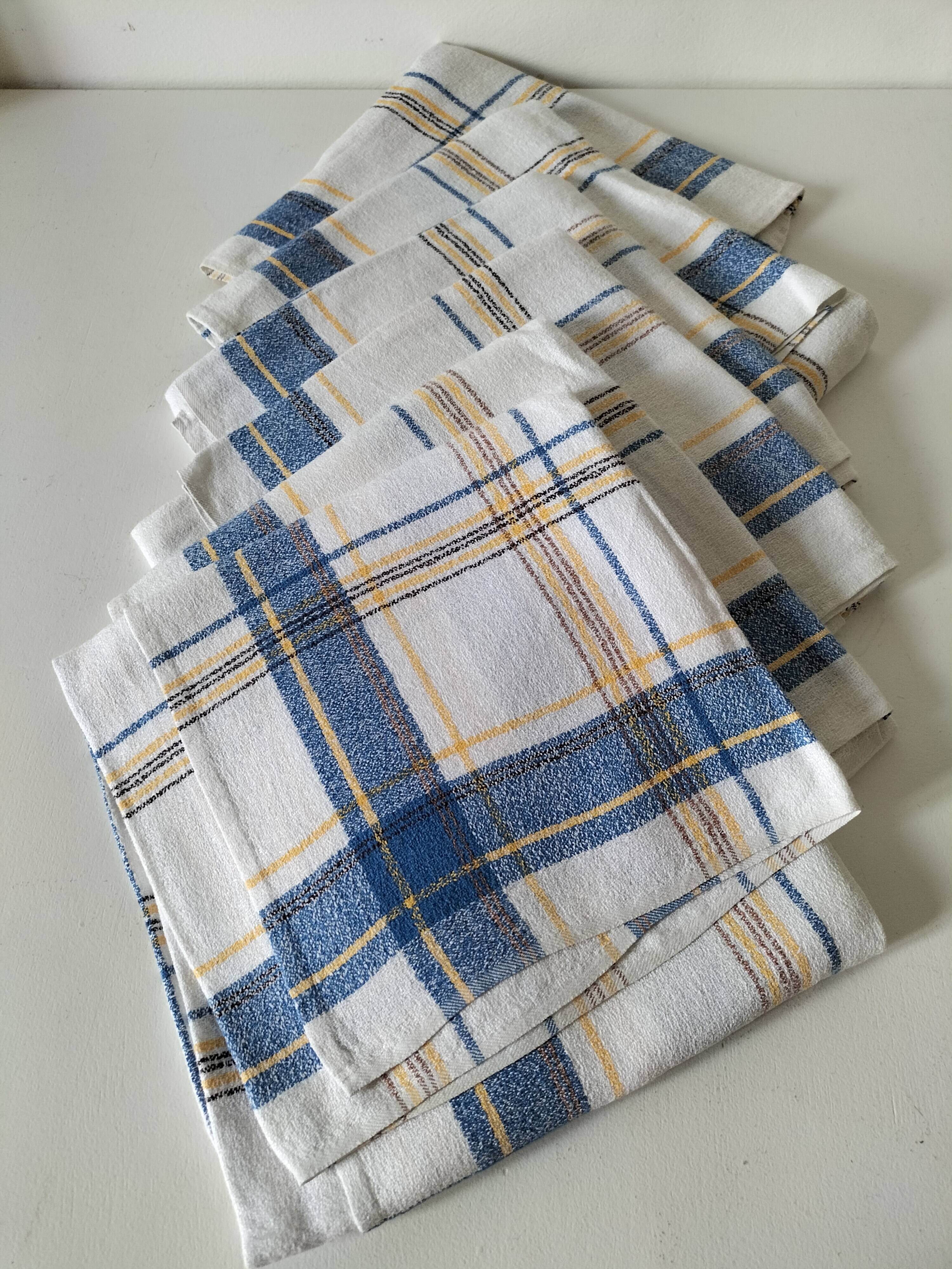 Ensemble de 6 serviettes de table vintage à carreaux