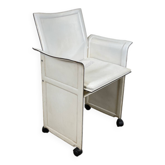 Korium Tito Agnoli white leather armchair for Matteo Grassi