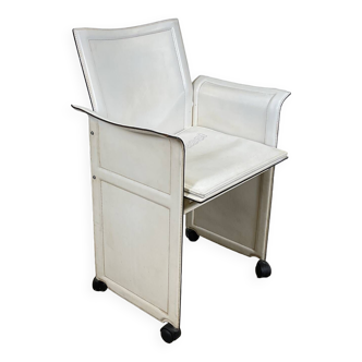 Fauteuil en cuir blanc Korium Tito Agnoli pour Matteo Grassi