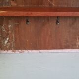Wall shelf 3 shelves + 4 hooks cast iron polychrome wood