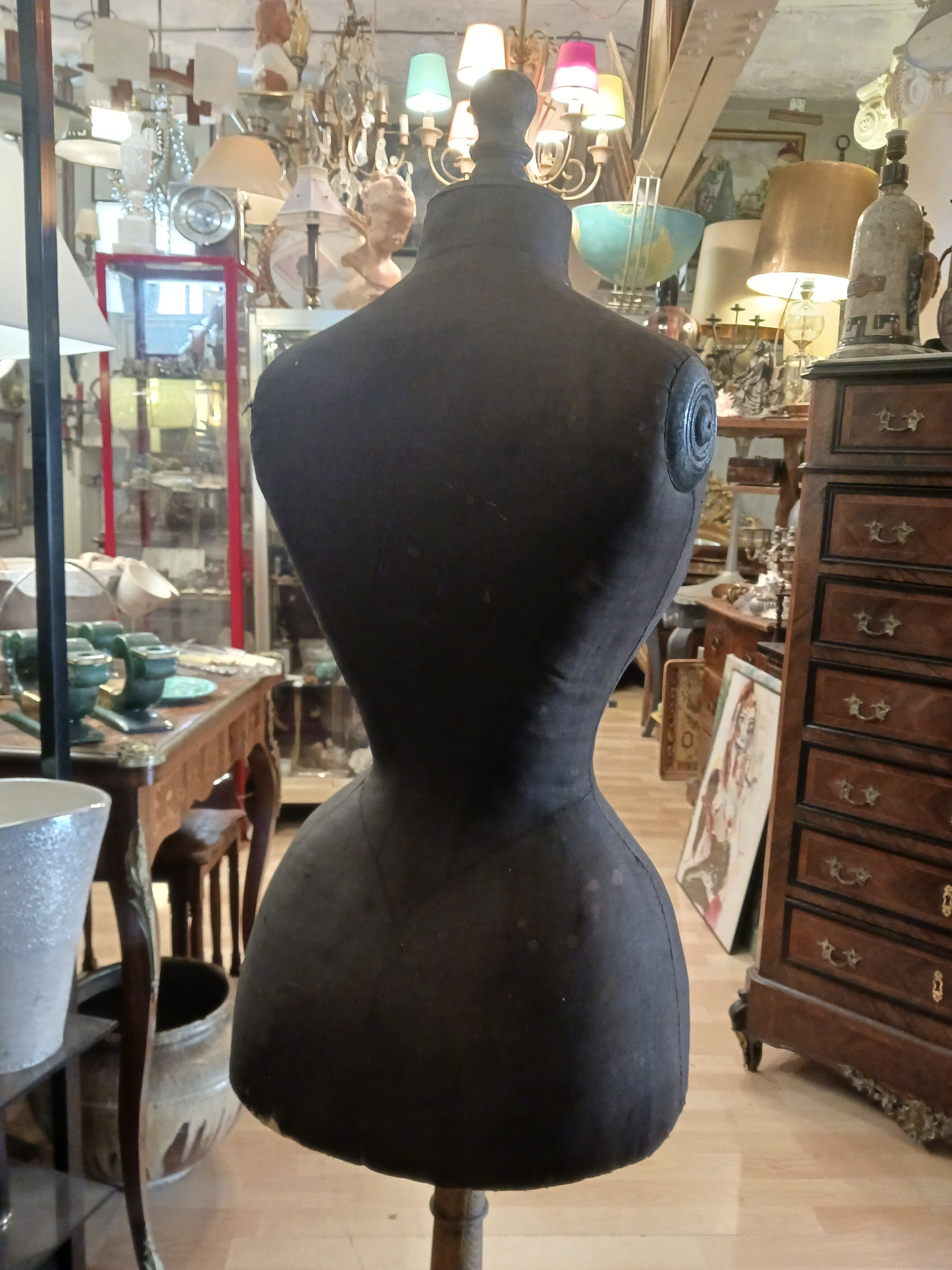 Antique sewing mannequin, wasp waist..