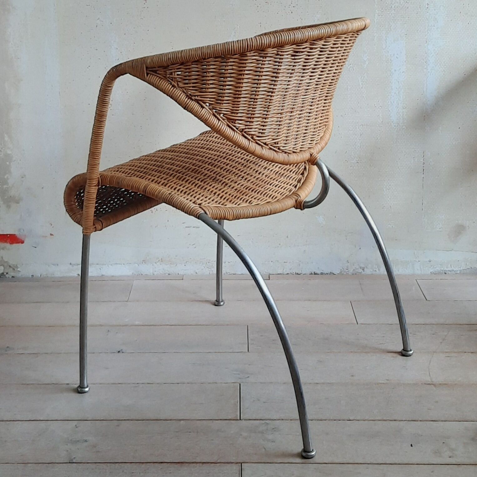 Rattan Design Chair with Metal Frame, 1980s/1990s