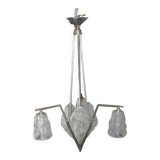 Art Deco period plate chandelier signed Degué
