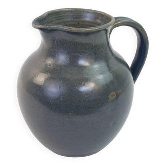 Large blue glazed stoneware pitcher Le Rivet France