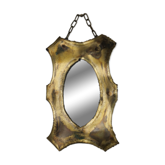 Brutalist brass mirror