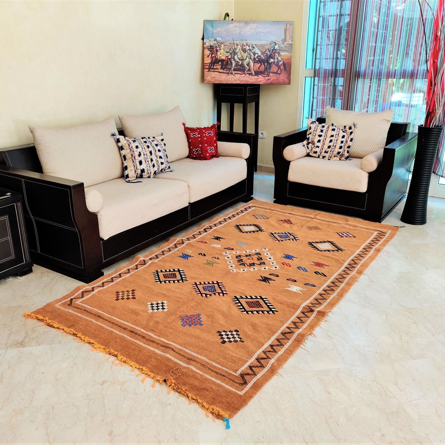 Tapis berbère marron ethnique 132x241 cm