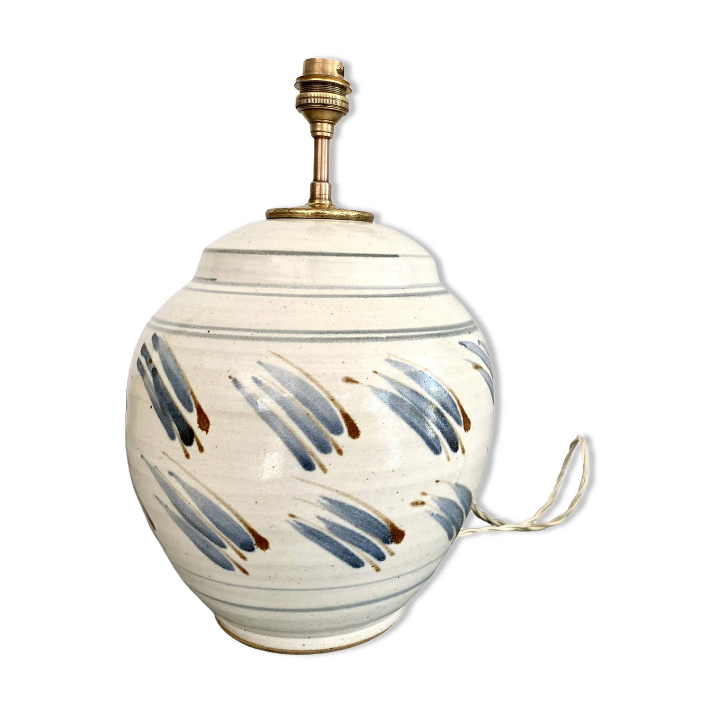 Pied de lampe céramique, câble tissu neuf 200 cm