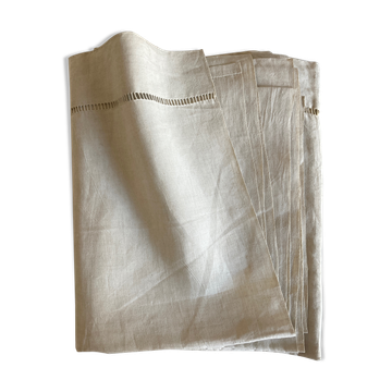 Drap réserve de trousseau en toile fil de lin à jours sans monogramme