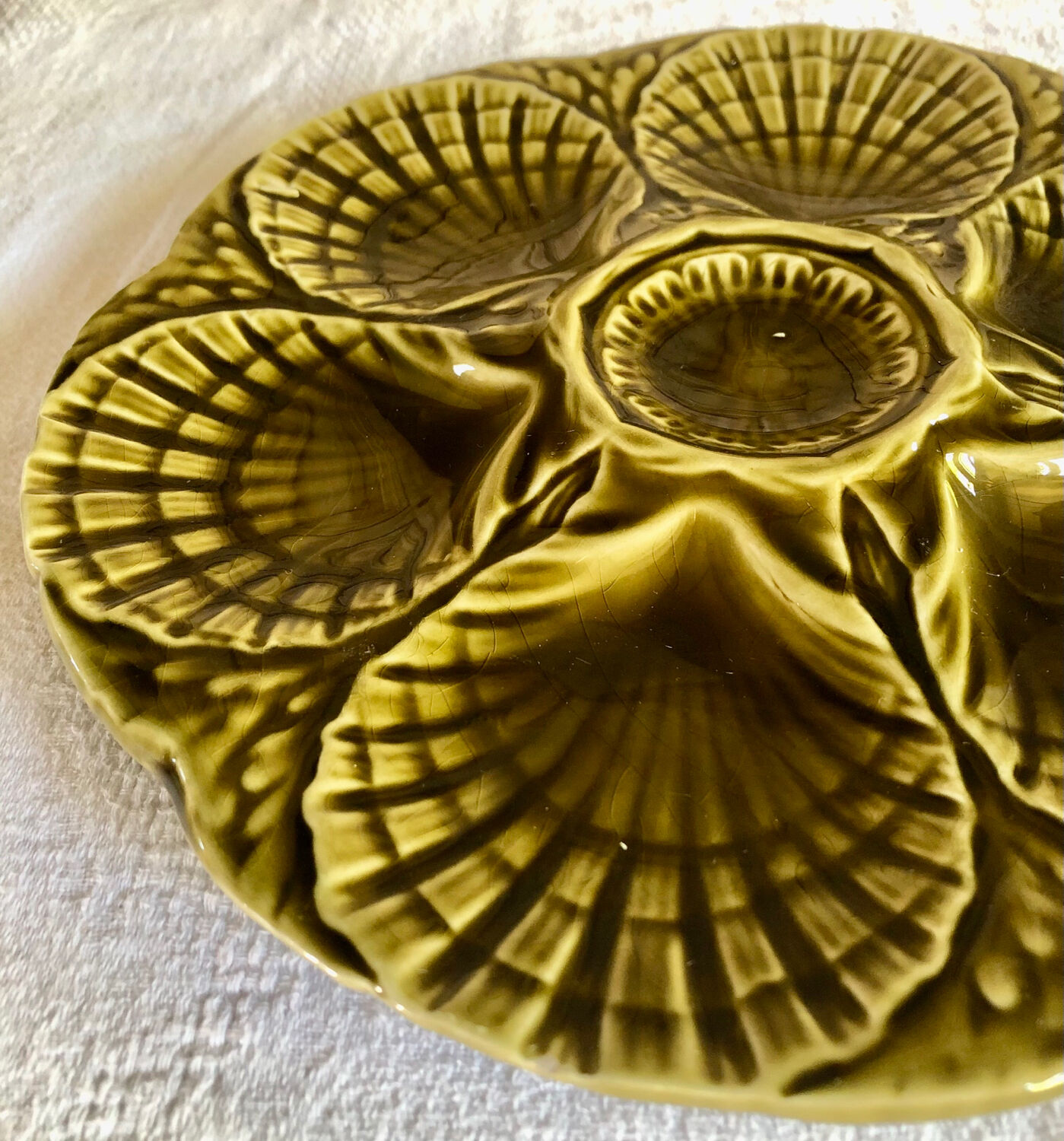 Lot 6 plates of oysters barbotine Sarreguemines