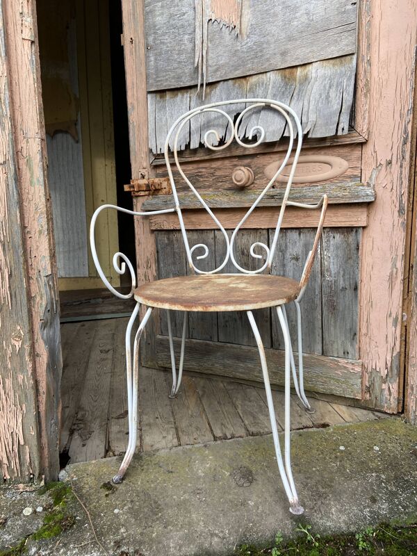 Paire de fauteuils de jardin fer forgé vintage 60s