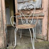 Pair of vintage wrought iron garden armchairs 60s