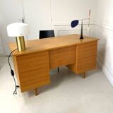 Vintage desk with 4 drawers, 1 door, 1 locker