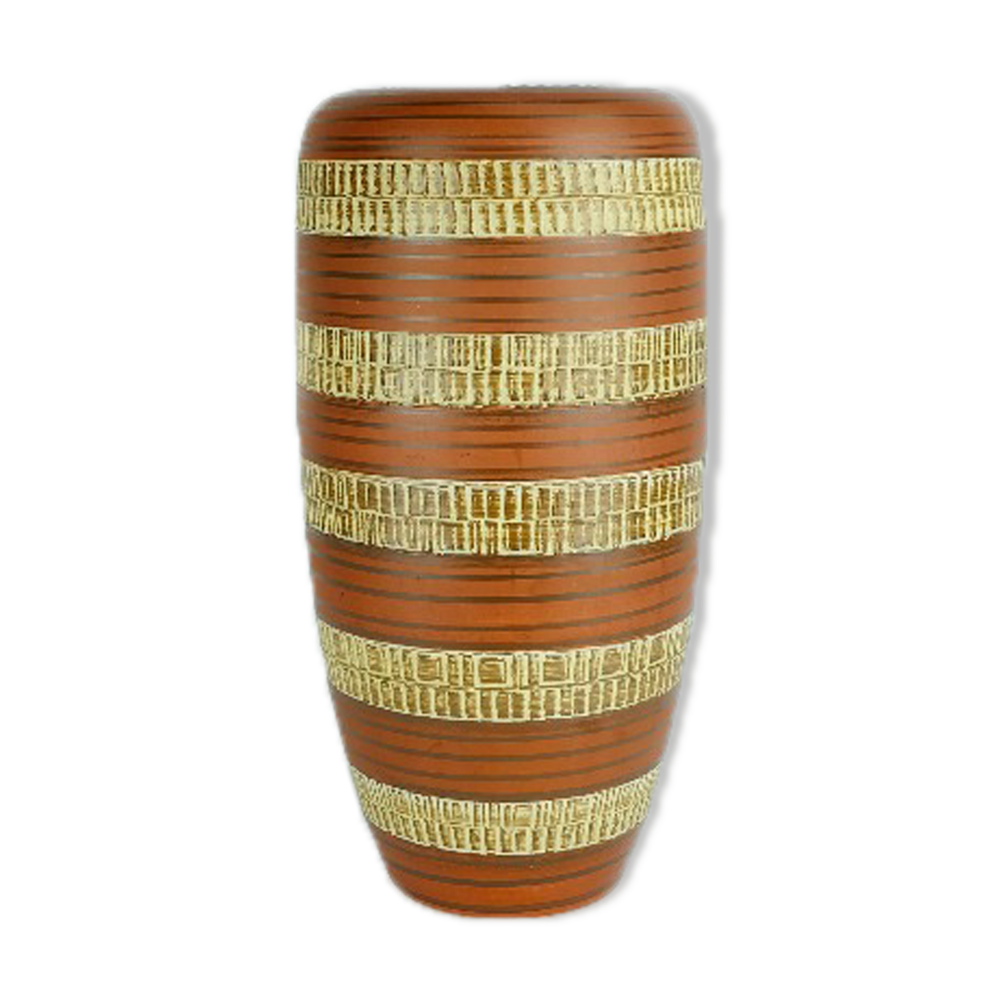 West german mid century vase duemler & breiden model 166 30 relief and stripe decor 1950s 1960s wgp