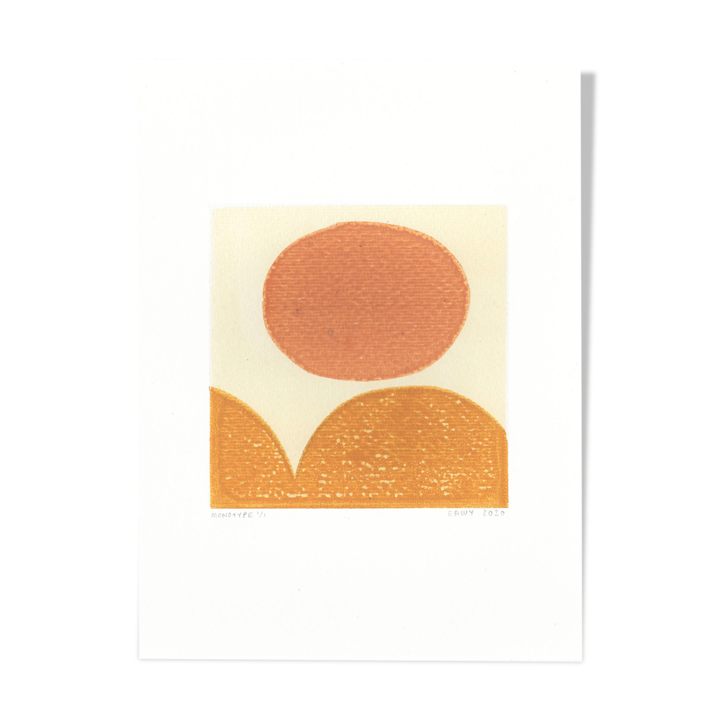 Abstract one-design illustration on dated and signed paper without frame