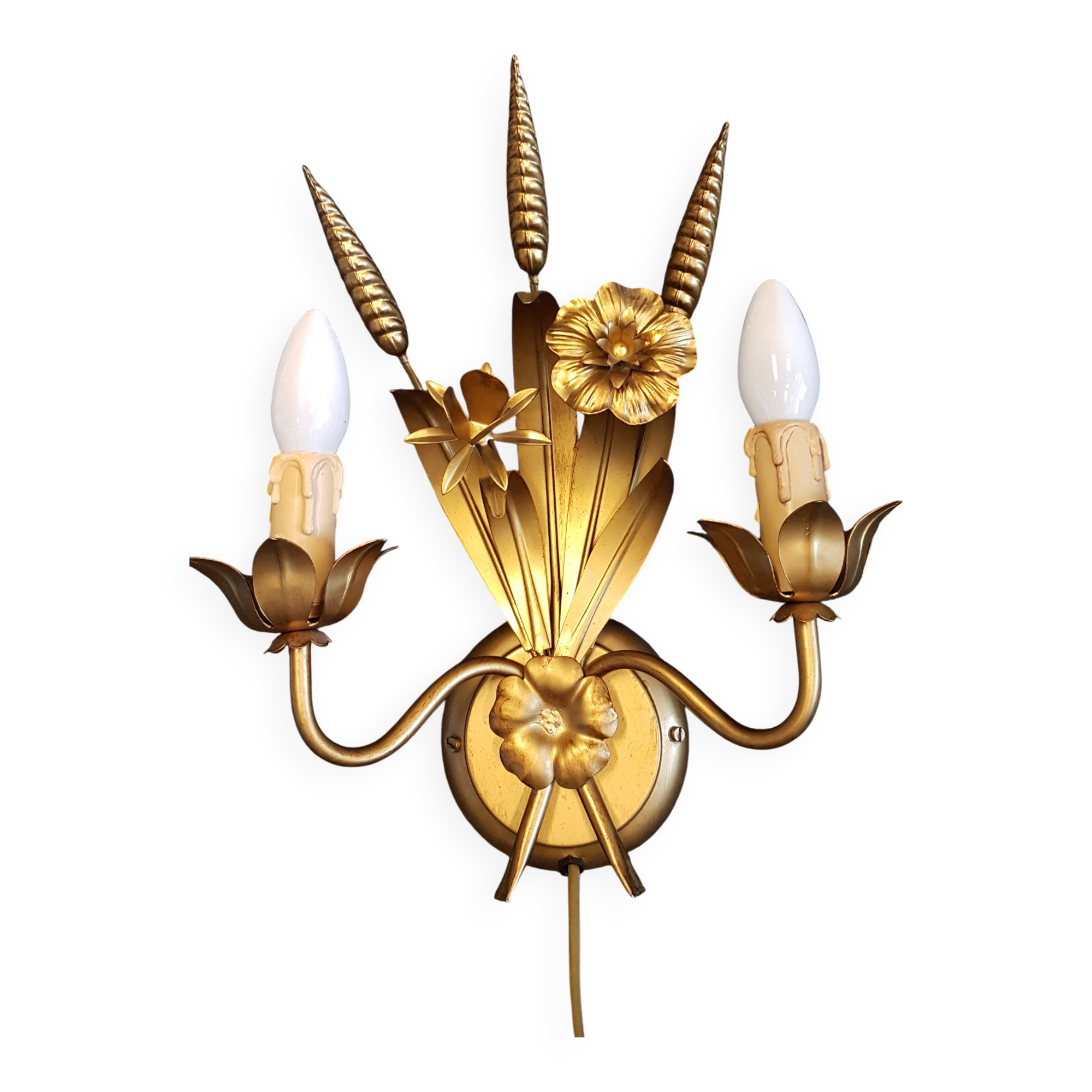 Wheat sheaf wall lamp, italy 1960s
