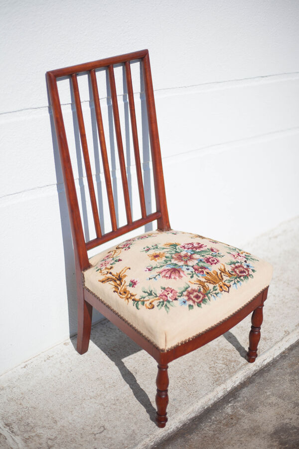 Chaise de nourrice bois avec assise tapisserie