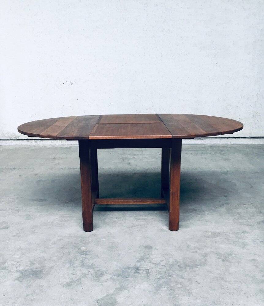 Popular Work Oak Extendable Dining Table, France, 1930s