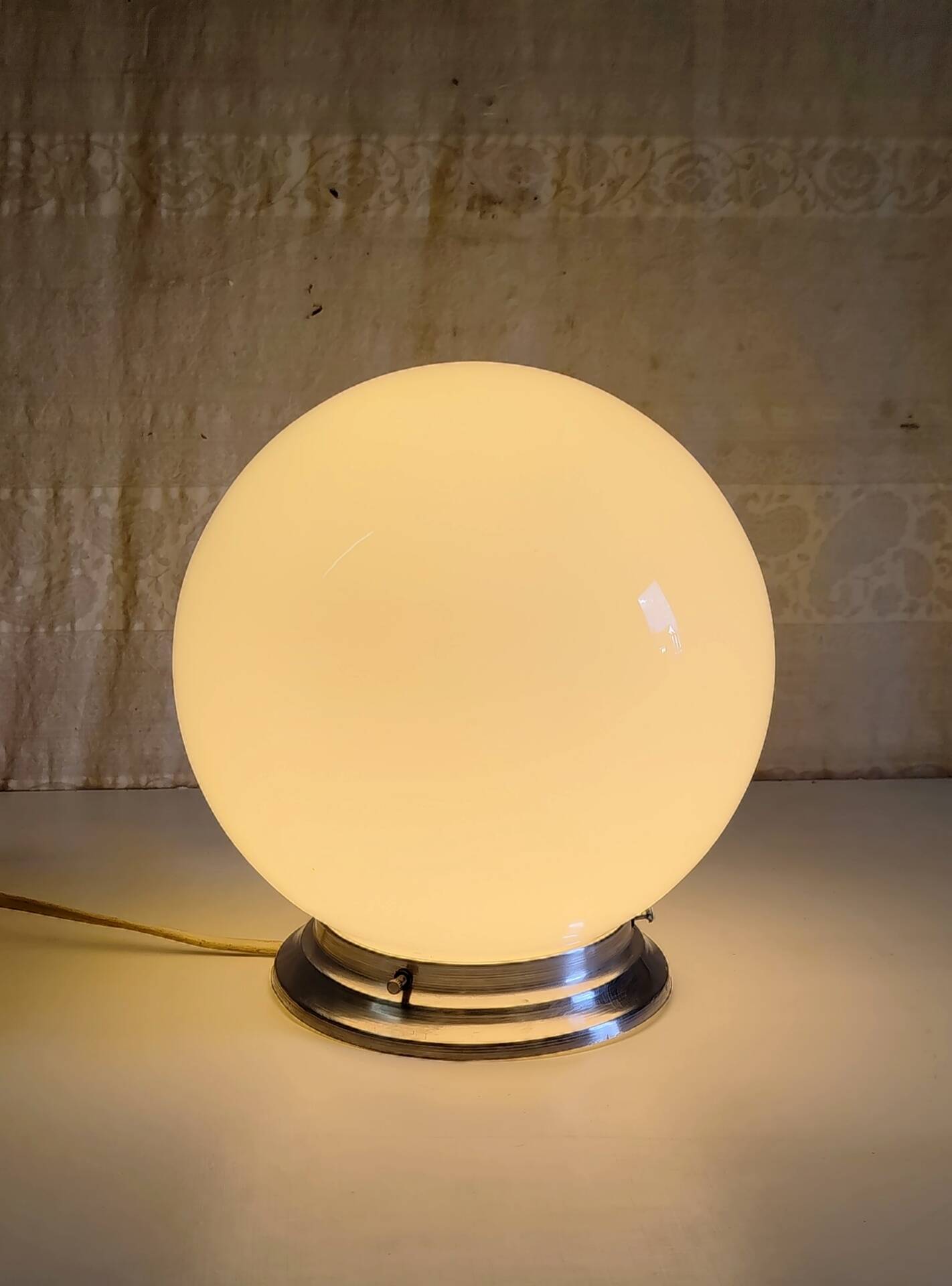 Ceiling light or table lamp with opaline globe diameter 20cm - mid 20th century