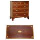 Antique Sheraton style commode by F. Thomas in hardwood and satinwood.