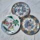 Set of 3 vintage plates gardens and Asian birds